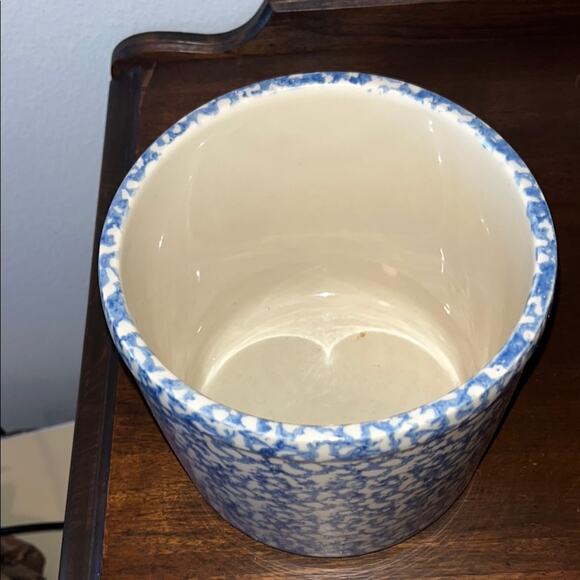 Speckled Blue and Cream Ceramic Planter - Picture 2 of 4
